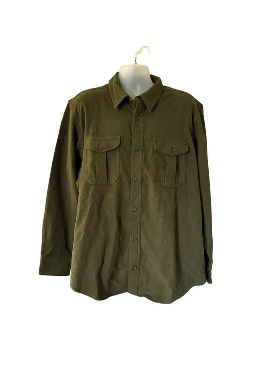 Filson Moleskin Seattle Shirt Long Sleeve Mens Dark Olive Green XLarge
